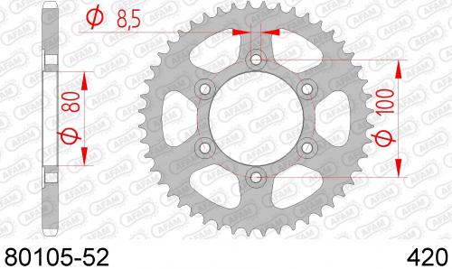 AFAM REAR STEEL 52T, 420 AF28010552