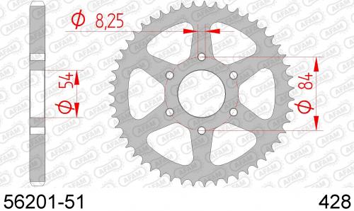 AFAM REAR STEEL 51T, 428 AF25620151
