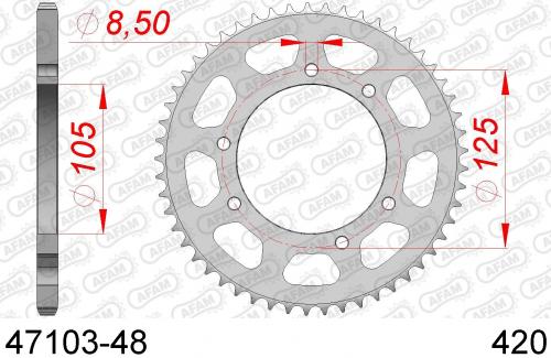 AFAM REAR STEEL 48T, 420 AF24710348