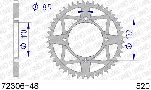 AFAM REAR ALU 48T, 520 AF57230648
