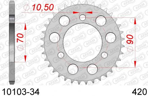AFAM REAR STEEL 34T, 420 AF21010334