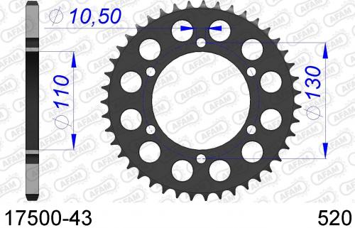 AFAM REAR ALU 43T, 520 AF51750043