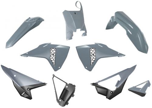 RTECH PLASTIC KIT HONDA QUANT GR/BLK WO FORK PROT