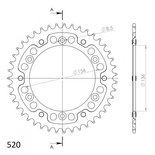 SUPERSPROX SUPERSPROX REAR STEALTH 43T, GOLD, 520 SU6151243G
