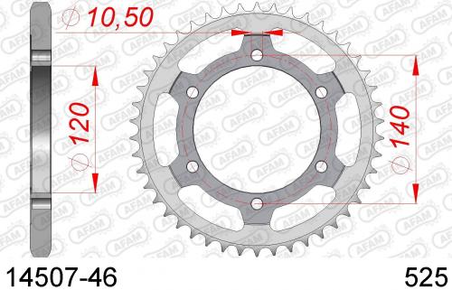 AFAM REAR STEEL 46T, 525 AF21450746
