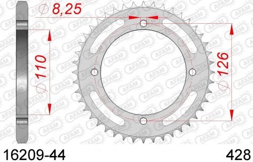 AFAM REAR STEEL 44T, 428 AF21620944