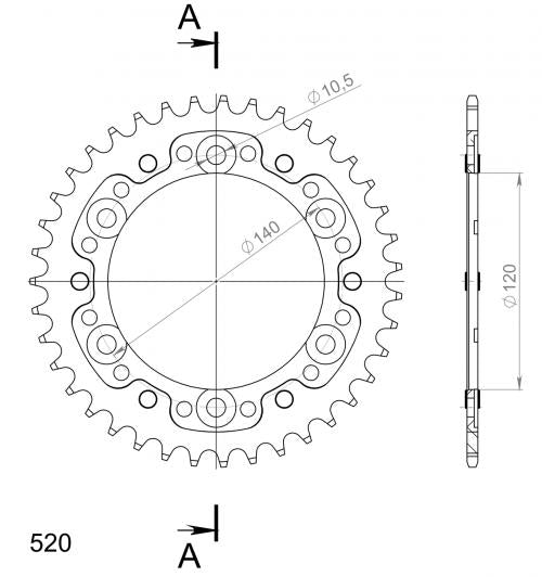 SUPERSPROX SUPERSPROX REAR STEALTH 40T, GOLD, 520 SU6149040G