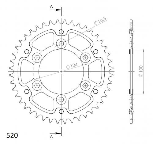 SUPERSPROX SUPERSPROX REAR ALU 43T, BLACK, 520 SU273543B