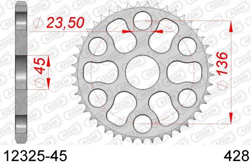 AFAM REAR STEEL 45T, 428 AF21232545