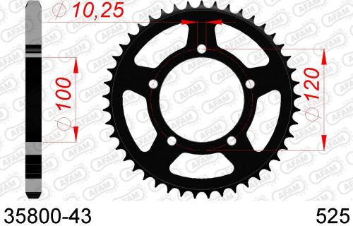 AFAM REAR STEEL 43T, 525 AF23580043
