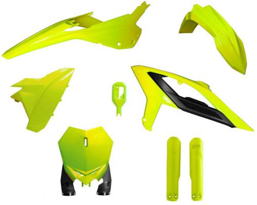 RTECH PLASTIC KIT 6 PCS W/FR PLATE/WRAP FORK NEON YEL