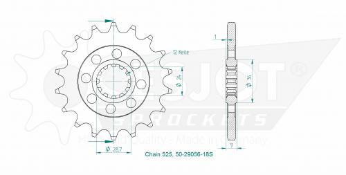 ESJOT FRONT 18T, LIGHT, 525