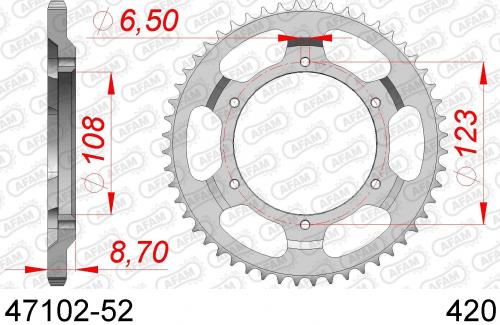 AFAM REAR STEEL 52T, 420 AF24710252