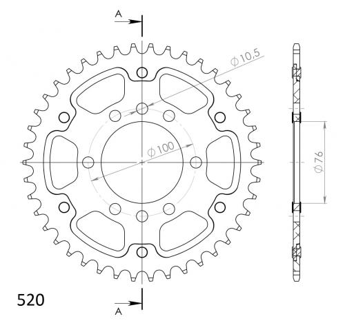 SUPERSPROX SUPERSPROX REAR STEALTH 42T, GOLD, 520 SU6182542G