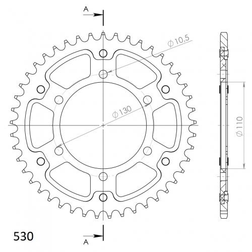 SUPERSPROX SUPERSPROX REAR ALU 44T, BLACK, 530 SU247944B