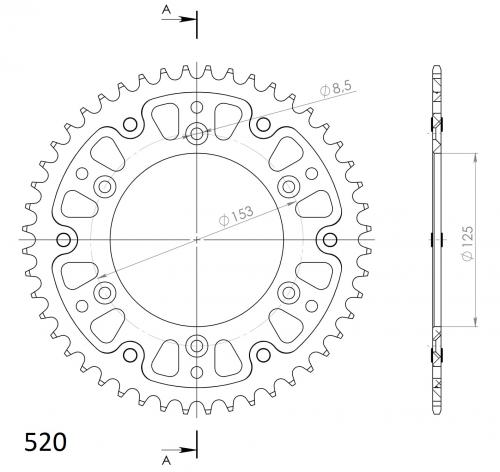 SUPERSPROX SUPERSPROX REAR STEALTH 48T, BLACK, 520 SU621048B