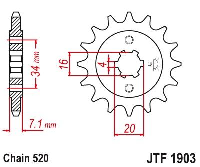 JT SPROCKETS FRONT STEEL 14T, 520 JTF190314