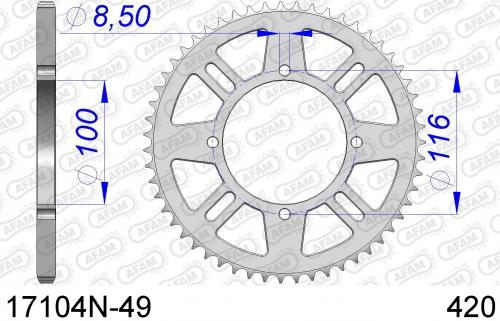 AFAM REAR ALU 49T, 420 AF517104N49