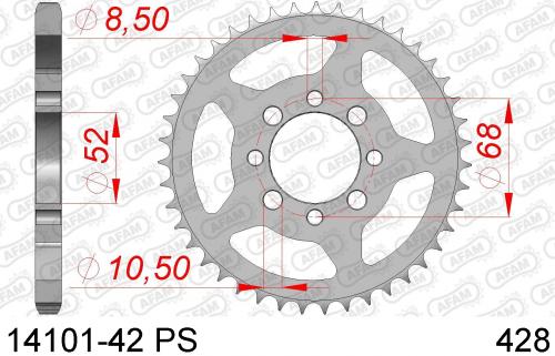 AFAM REAR STEEL 42T PS, 428