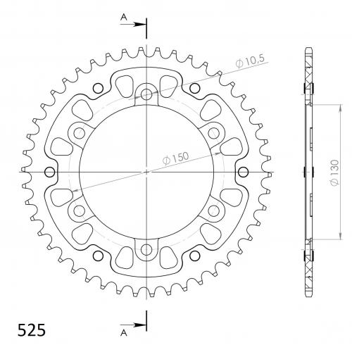 SUPERSPROX SUPERSPROX REAR ALU 46T, BLACK, 525 SU230046B