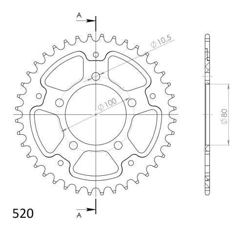 SUPERSPROX SUPERSPROX REAR STEALTH 37T, GOLD, 520 SU6269837G