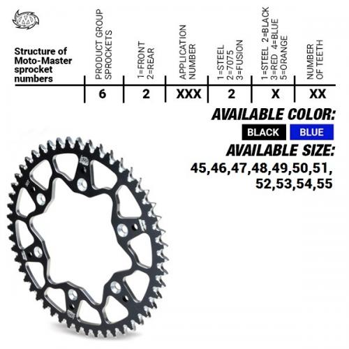 MOTO MASTER REAR ALU 52T, BLUE, 428 37620182452