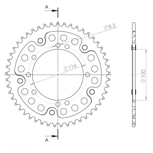 SUPERSPROX SUPERSPROX REAR ALU 49T, SILVER, 420 SU245749S