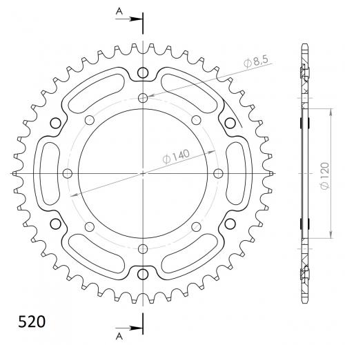 SUPERSPROX SUPERSPROX REAR STEALTH 42T, GOLD, 520 SU648742G