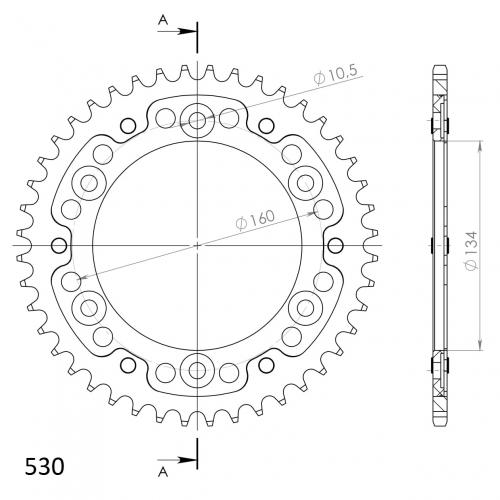 SUPERSPROX SUPERSPROX REAR ALU 44T, BLACK, 530 SU2130644B