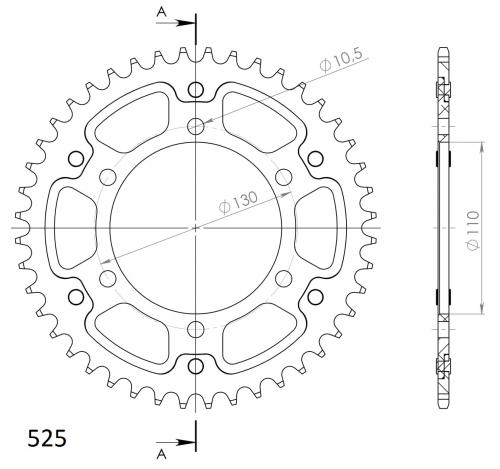 SUPERSPROX SUPERSPROX REAR STEALTH 43T, BLACK, 525 SU648043B