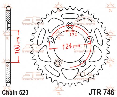 JT SPROCKETS 746-44 REAR SPROCKET