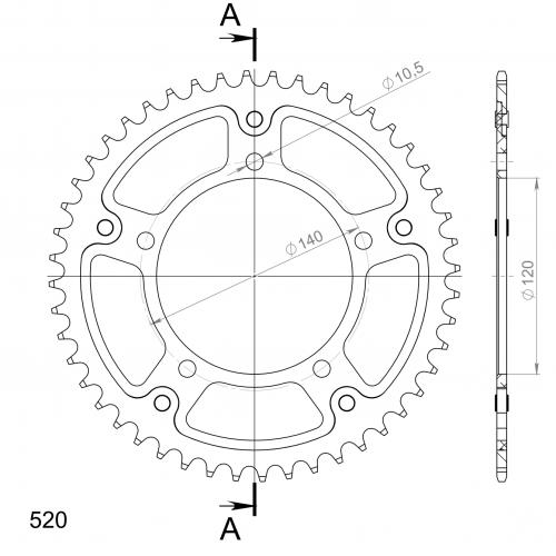 SUPERSPROX SUPERSPROX REAR STEALTH 48T, GOLD, 520 SU6179348G