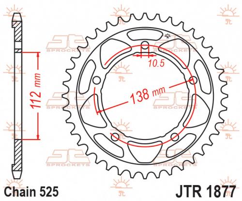 JT SPROCKETS REAR STEEL 41T, 525 JTR187741