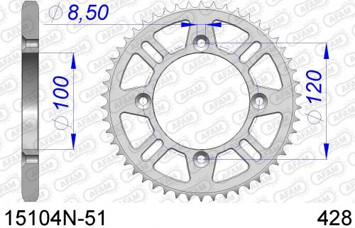 AFAM REAR ALU 51T, 428 AF515104N51