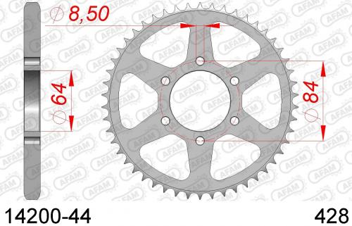 AFAM REAR STEEL 44T, 428 AF21420044