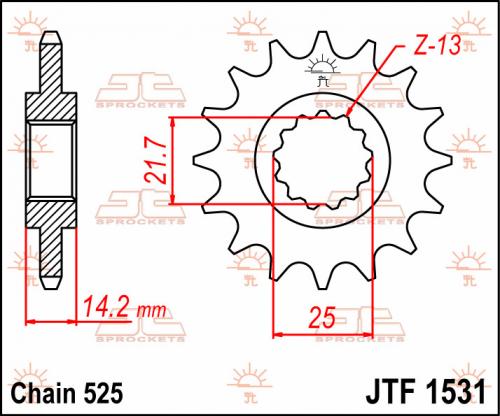 JT SPROCKETS FRONT STEEL 15T, 525 JTF153115