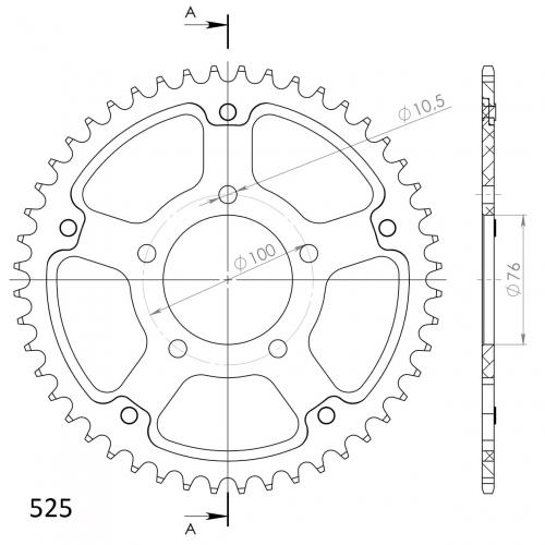 SUPERSPROX SUPERSPROX REAR STEALTH 48T, GOLD, 525 MARCHESINI/