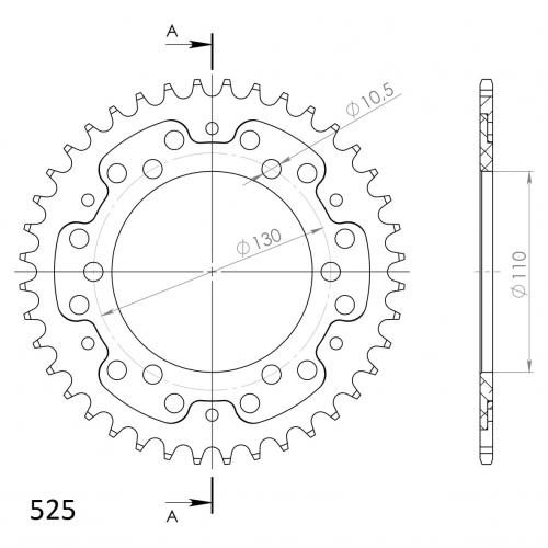 SUPERSPROX SUPERSPROX REAR STEALTH 41T, GOLD, 525 SU648041G