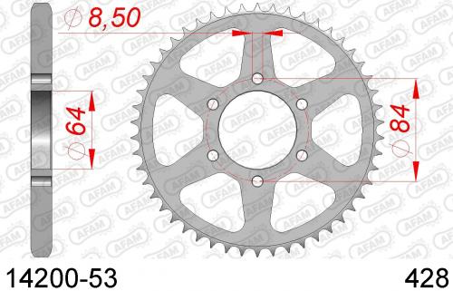 AFAM REAR STEEL 53T, 428 AF21420053