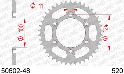 AFAM REAR STEEL 48T, 520 AF25060248