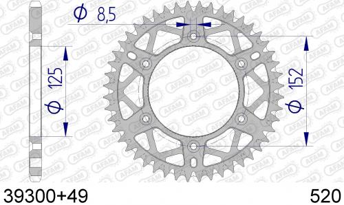 AFAM REAR ALU 49T, 520 AF53930049