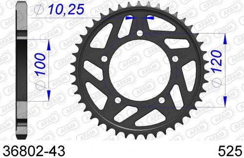 AFAM REAR ALU 43T, 525 AF53680243
