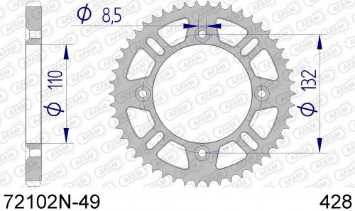 AFAM REAR ALU 49T, 428 AF572102N49