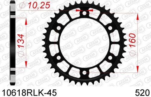 AFAM REAR STEEL 45T, 520 AF210618RLK45