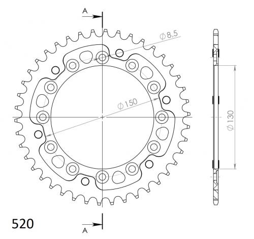 SUPERSPROX SUPERSPROX REAR STEALTH 42T, RED, 520 SU6245242R