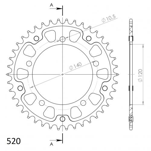 SUPERSPROX SUPERSPROX REAR ALU 43T, BLUE, 520 SU2179343D