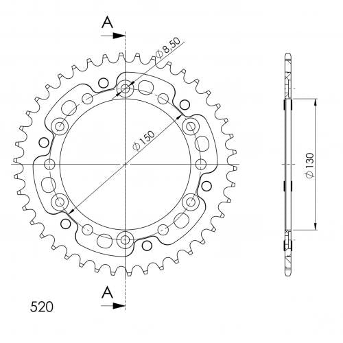 SUPERSPROX SUPERSPROX REAR STEALTH 43T, GOLD, 520 SU6245343G