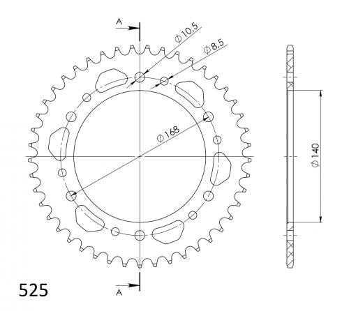 SUPERSPROX SUPERSPROX REAR ALU 45T, BLACK, 525 SU2645B