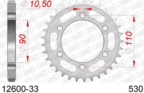 AFAM REAR STEEL 33T, 530 AF21260033