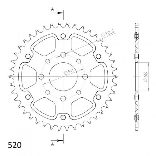 SUPERSPROX SUPERSPROX REAR ALU 42T, ORANGE, 520 SU227342O